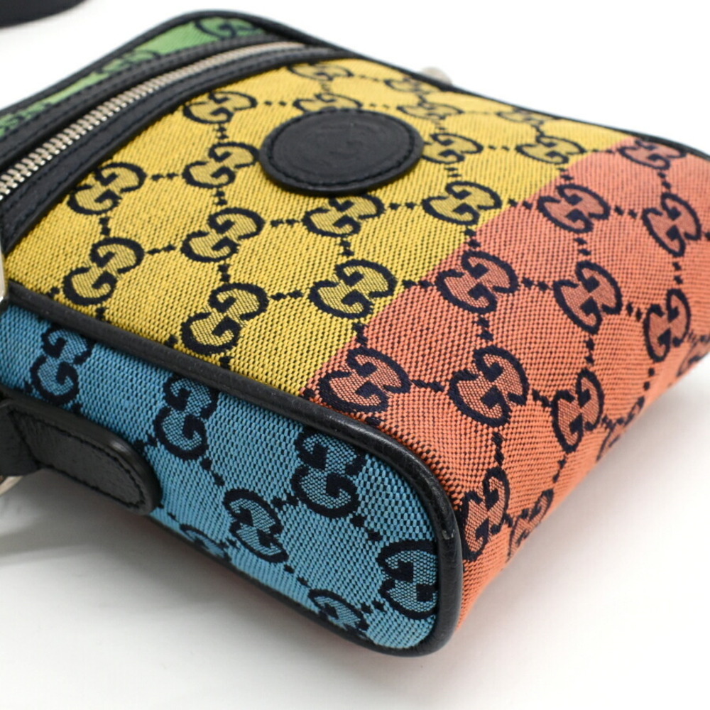 Gucci Crossbody Shoulder Bag Canvas Leather Multicolore - Picture 6 of 9